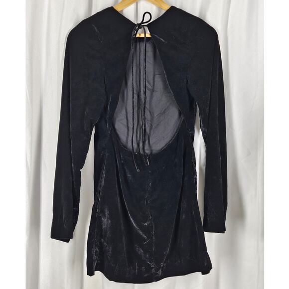 FREE PEOPLE CHELSEY BLACK VELOUR MINI DRESS SIZE XS - TIMELESS ELEGANCE! - Picture 10 of 14